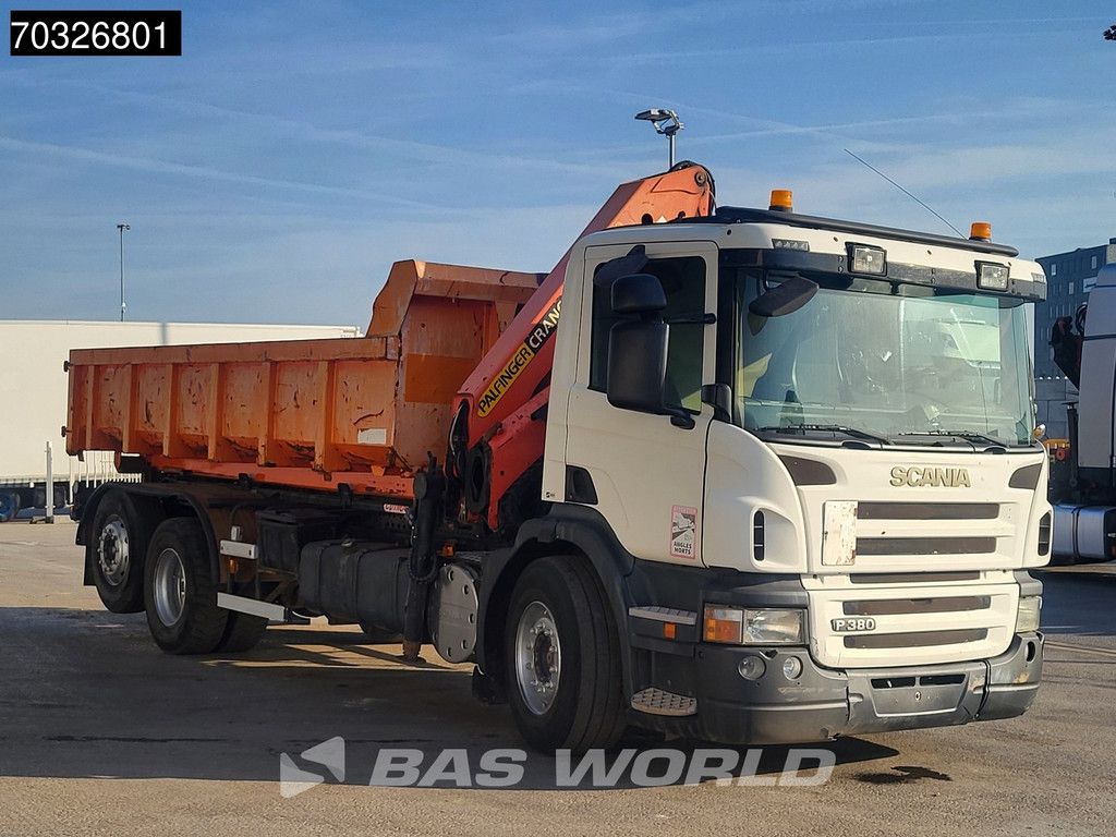 Scania P P380 6X2 Palfinger PK15500 Kran Crane 20tons containersystem Lift+steering axle Euro 4