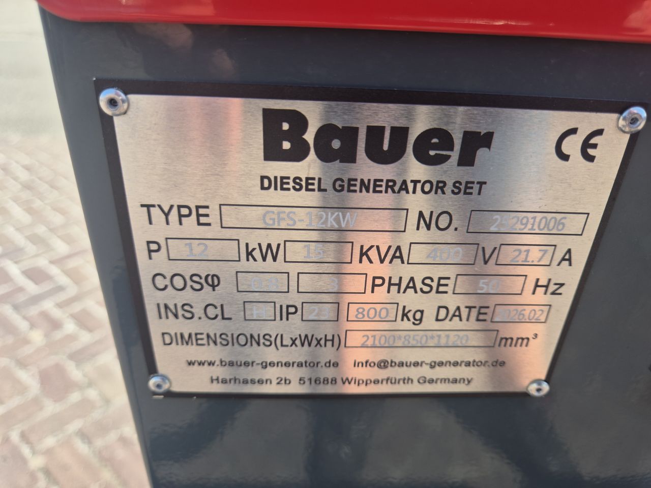 Bauer GFS-12 KW Diesel 17kva