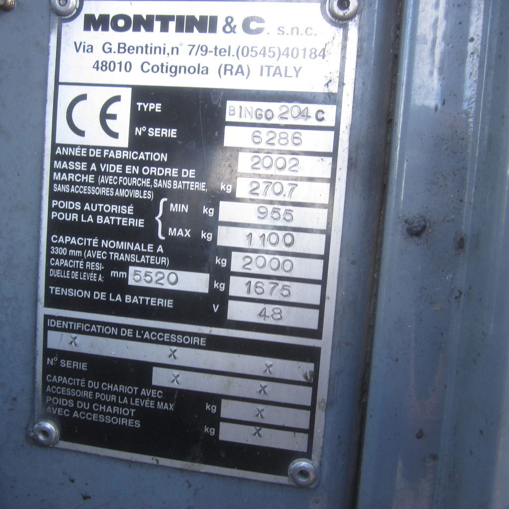 Montini Bingo 204, elektrisch, triplex, side shift.