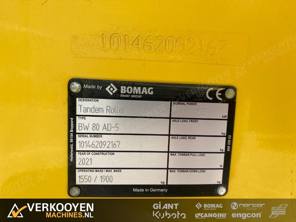 2021 Bomag BW80 AD-5 VK8362