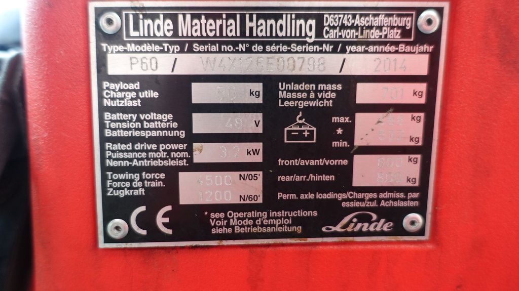 Linde P60 elektrotrekker ZONDER ACCU