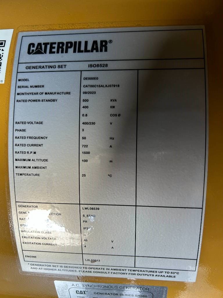 CAT DE500E0 - C15 - 500 kVA Generator - DPX-18026
