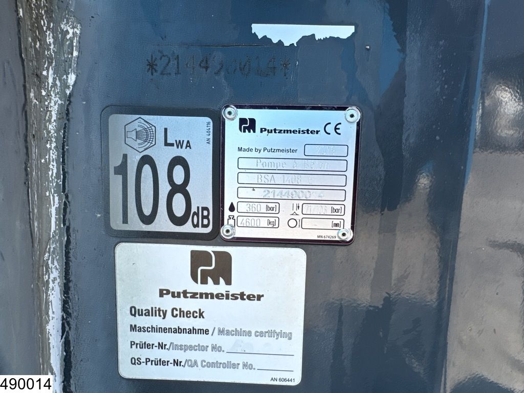 Putzmeister BSA 1408E 110 kW, 106 bar, 79 m3/hr