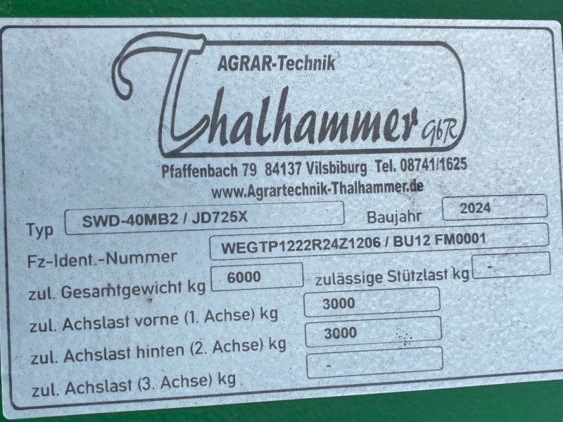 Thalhammer 2 Achs Schneidwerkswagen 40 km/h passend zu 725X XA25