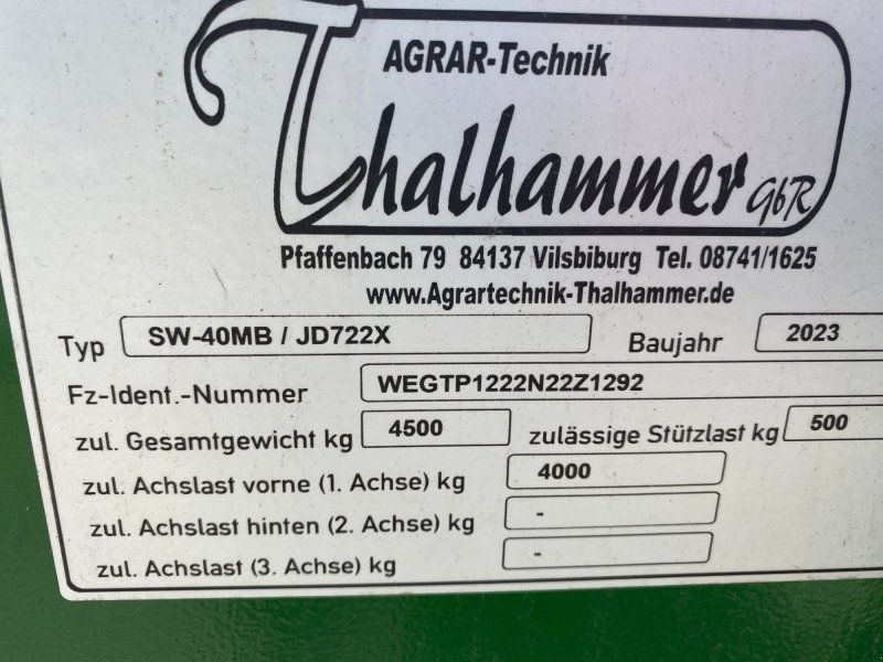 Thalhammer 1 Achs Schneidwerkswagen 40 km/h passend zu 722X XA22