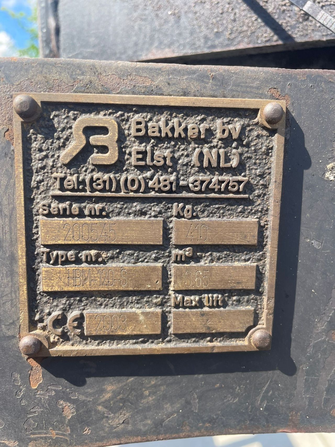 Grijper Bakker inhoud 650 liter