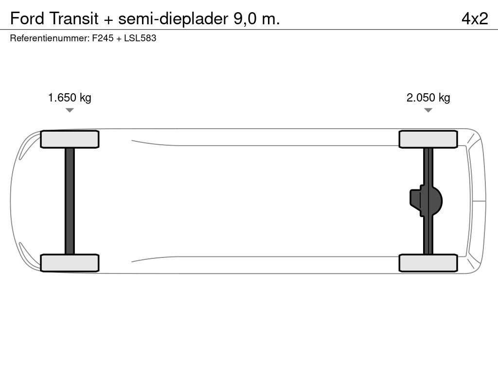 Ford Transit + semi-dieplader 9,0 m.