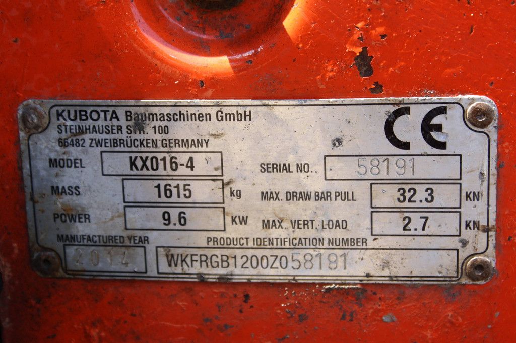 Minibagger Kubota KX016-4 Diesel 9,6 kW 2014