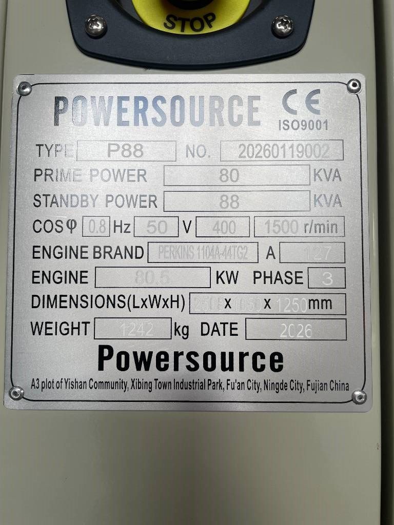 Perkins 1104A-44TG2 - 88 kVA Generator - DPX-19805