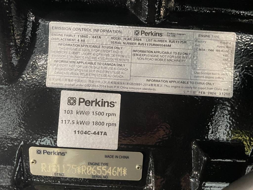 Perkins 1104C-44TAG2 - 110 kVA Generator - DPX-19806