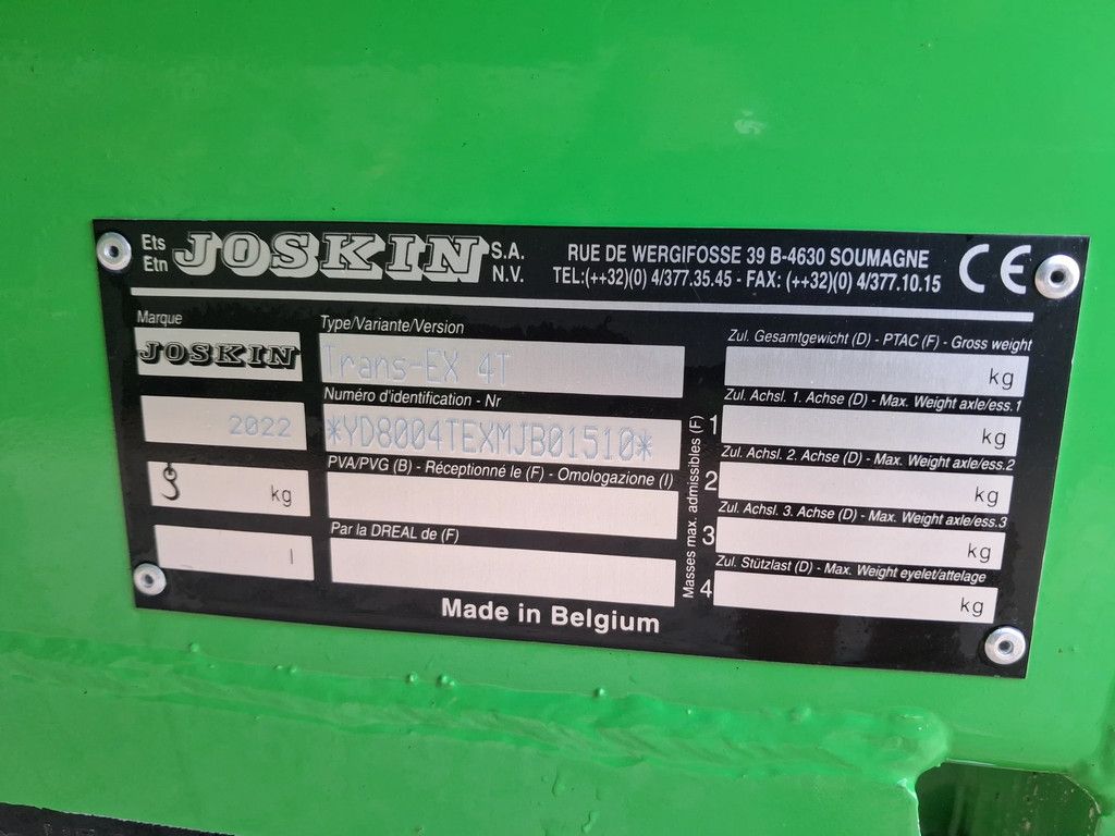 Joskin Trans x 4 ton kipper/bakkenwagen