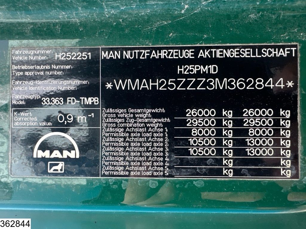 MAN TGA 33 360 6x4, 12.000L, Manual, Steel suspension