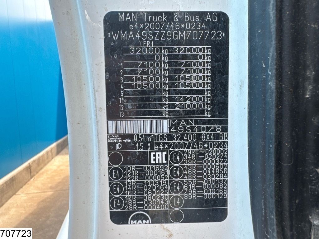 MAN TGS 32 400 8x4, EURO 6, Stetter 9m3, Steel suspension