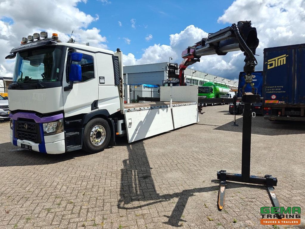 Renault T380 6x2/4 Schlafkabine Euro6C – Offene Ladefläche, Aluminiumseitenwände + Palfinger 20.501L Fernbedienung – Palettenhaken