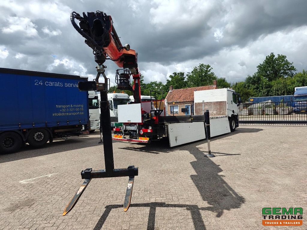 Renault T380 6x2/4 Schlafkabine Euro6C – Offene Ladefläche, Aluminiumseitenwände + Palfinger 20.501L Fernbedienung – Palettenhaken