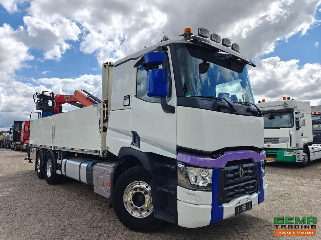 Renault T380 6x2/4 Schlafkabine Euro6C – Offene Ladefläche, Aluminiumseitenwände + Palfinger 20.501L Fernbedienung – Palettenhaken