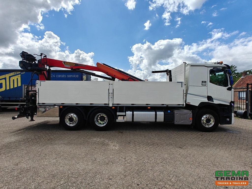 Renault T380 6x2/4 Schlafkabine Euro6C – Offene Ladefläche, Aluminiumseitenwände + Palfinger 20.501L Fernbedienung – Palettenhaken