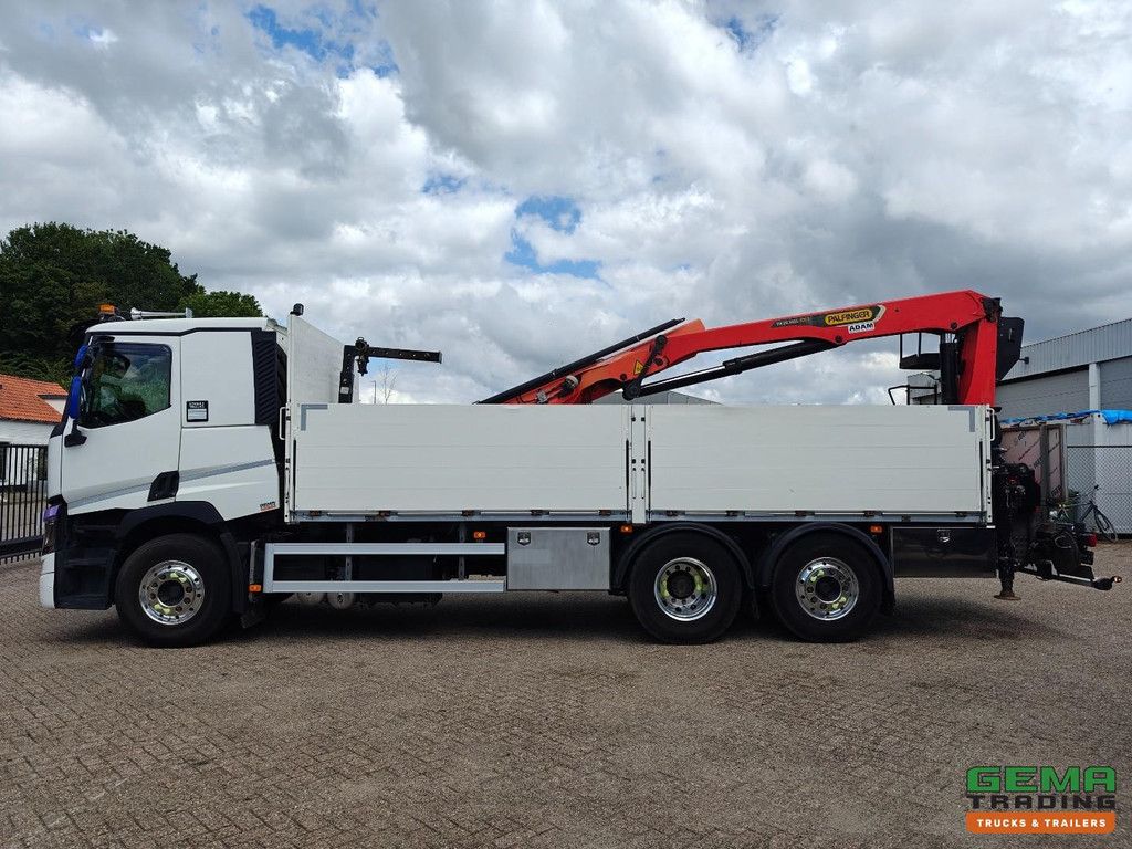 Renault T380 6x2/4 Schlafkabine Euro6C – Offene Ladefläche, Aluminiumseitenwände + Palfinger 20.501L Fernbedienung – Palettenhaken