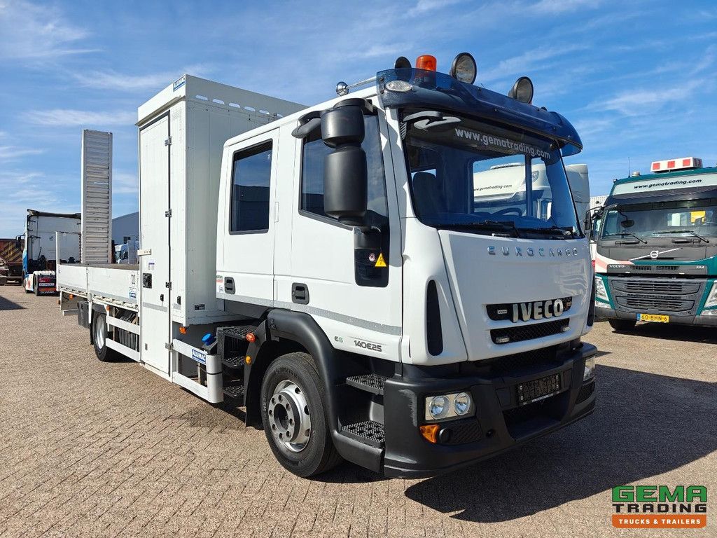 Iveco 140E25 EuroCargo 4x2 Double Cab (7pers) Euro 6 - 6CIL - AluMac Box + Ramps - Rockinger Towing Hook