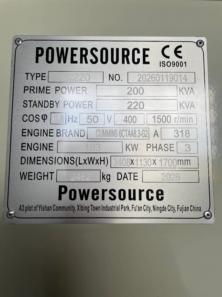 Cummins 6CTAA8.3-G2 - 220 kVA Generator - DPX-19840