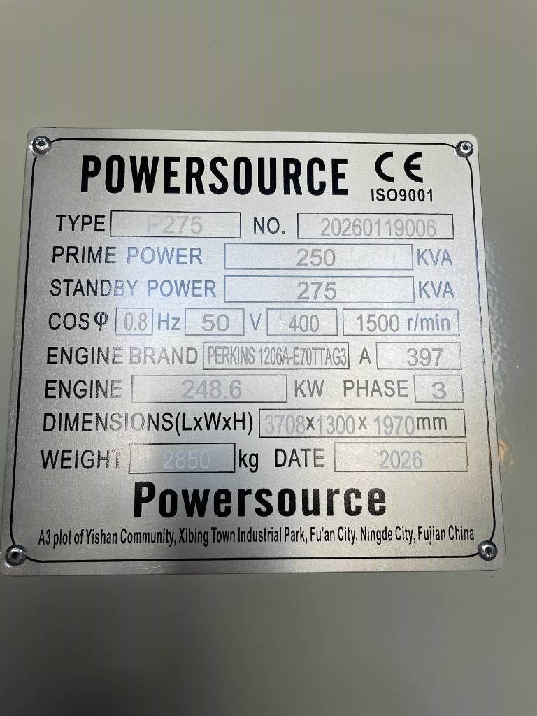 Perkins 1206A-E70TTAG3- 275 kVA Generator - DPX-19810