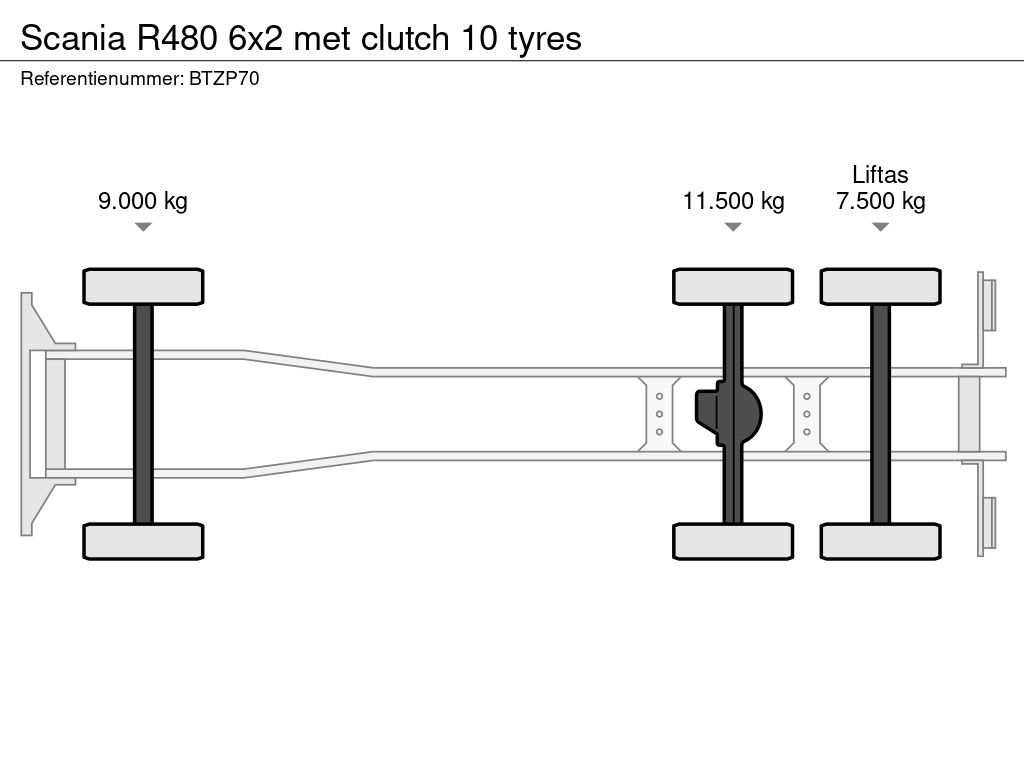 Scania R480 6x2 met clutch 10 tyres