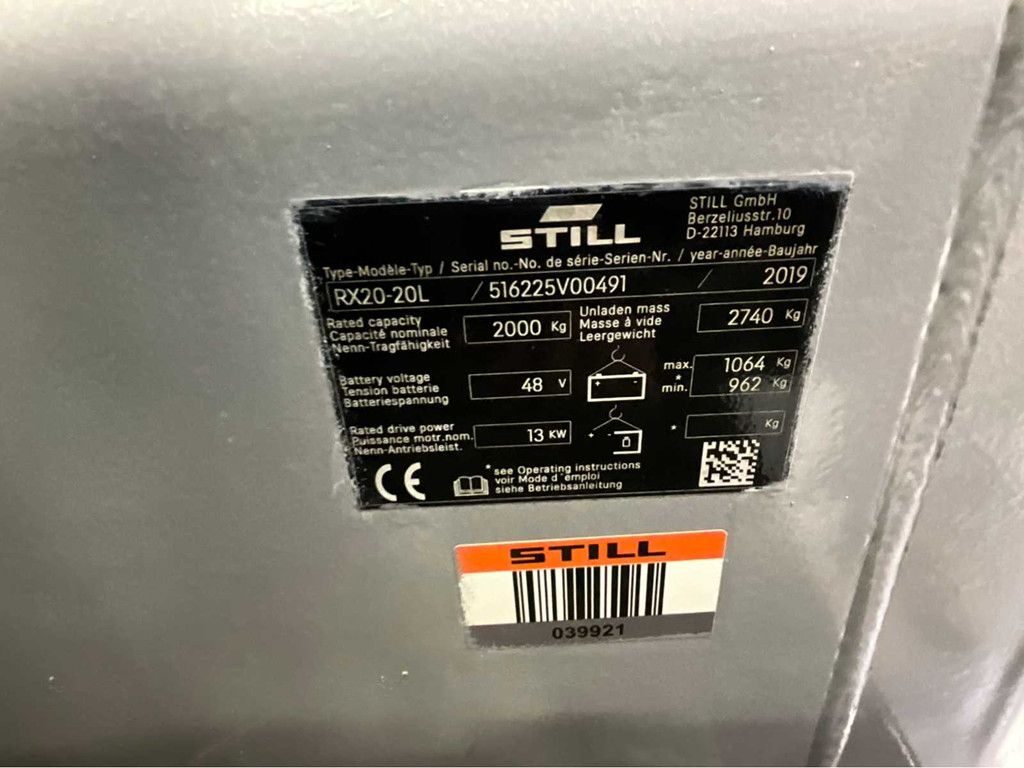 Still RX20-20 Triplex - Freelift - Sideshift - Acculader