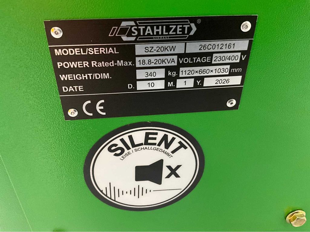 Stahlzet SZ-20KW Luchtgekoelde stille tweecilinder dieselgenerator