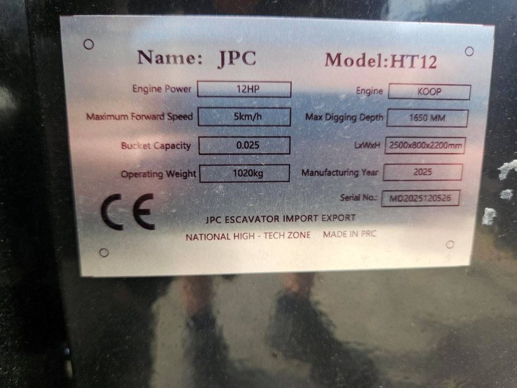 Mini Excavator JPC HT12 Diesel 2026 New