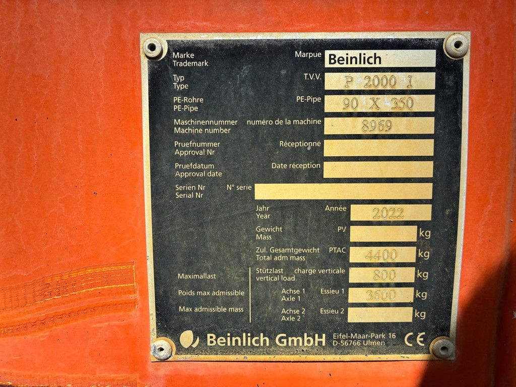 Beinlich Primus 2000 met slang 90mm 350mtr