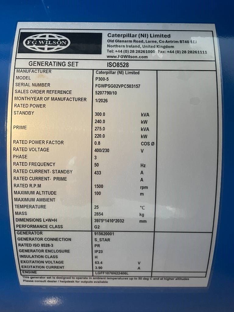 FG Wilson P300-5 - 300 kVA Genset - DPX-16015