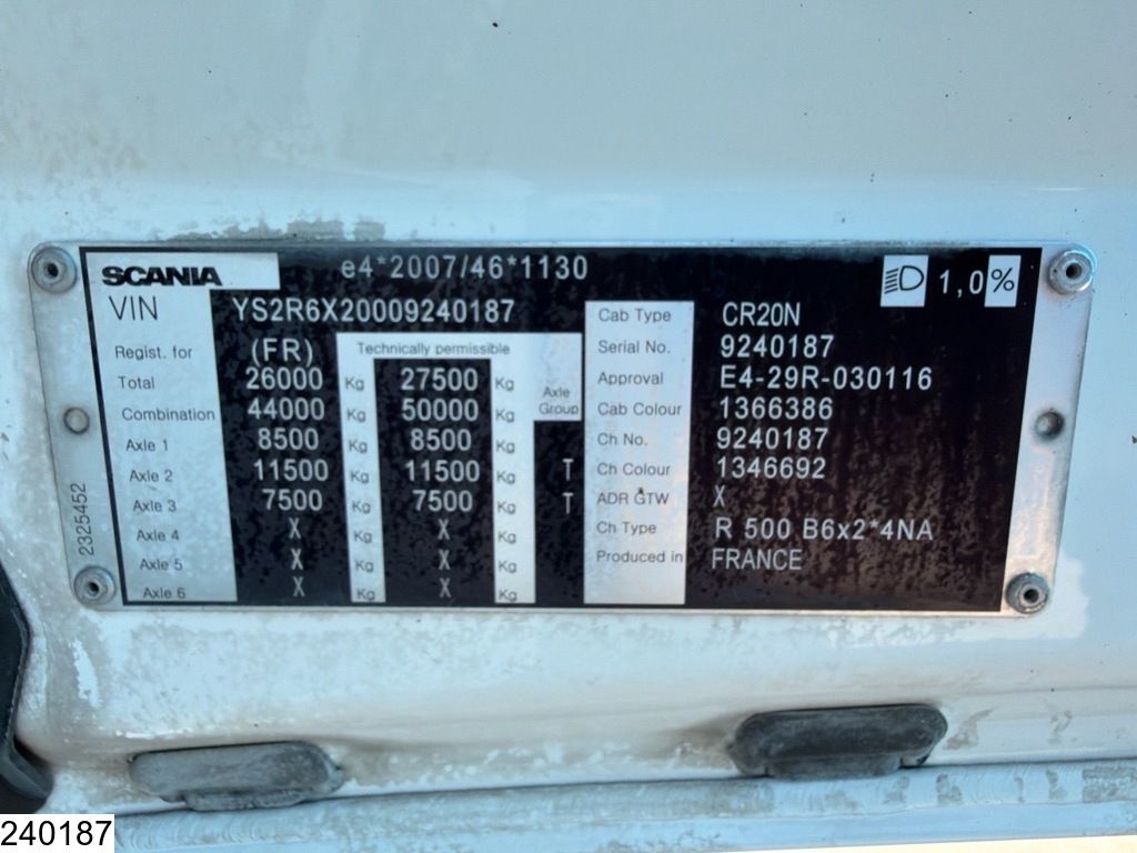 Scania R 500 6x2, EURO 6, Retarder, Steeringaxle, Standairco