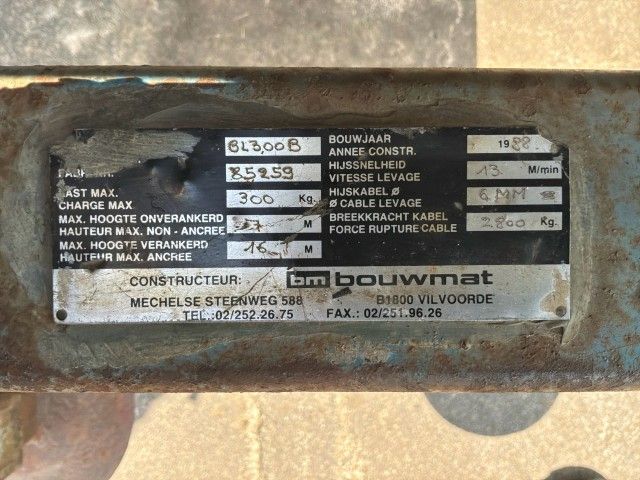 1988 Bouwmat GL300B Construction Elevator