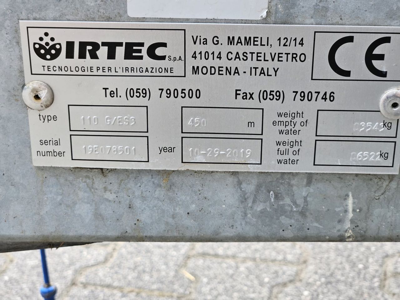 IRTEC 110-450 G/ES3 Beregeningshaspel