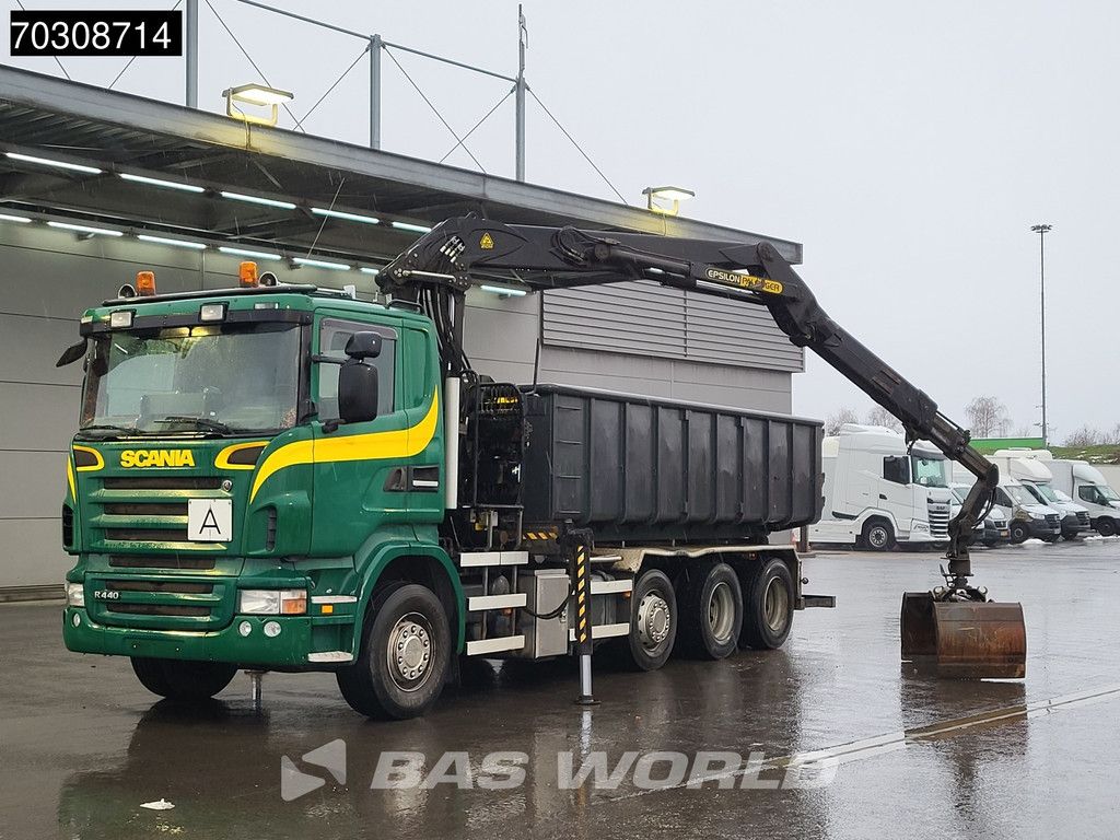 Scania R440 8X2 Palfinger Q150Z82 Kran Crane Bevako cable lift + container Euro 5