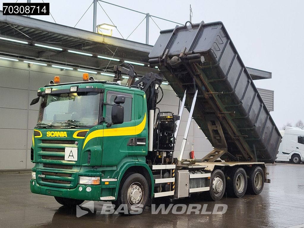Scania R440 8X2 Palfinger Q150Z82 Kran Crane Bevako cable lift + container Euro 5