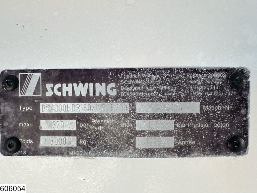 Schwing BP 4000 HD 320 bar hydraulic, 154 bar concrete