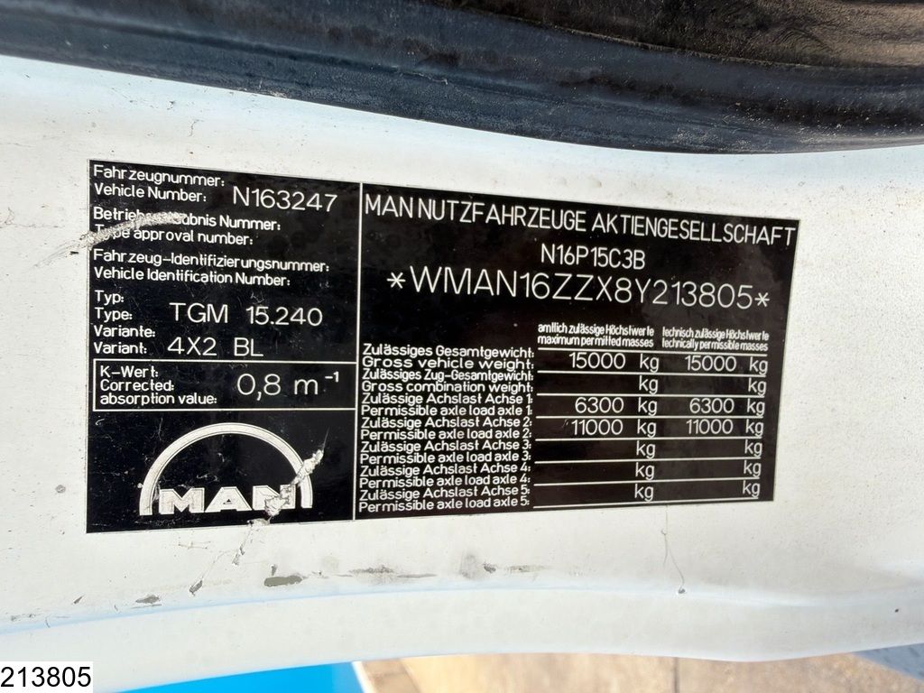 MAN TGM 15 240 Euro 4, PTO, 3-cylinder, 10,589 litres