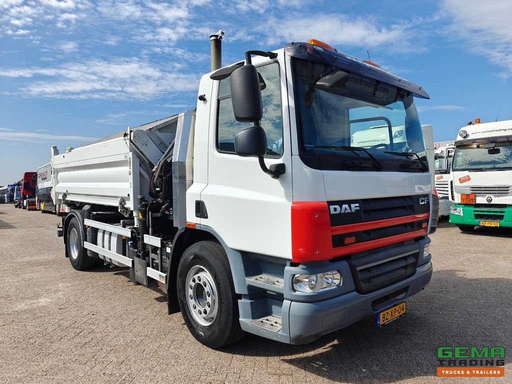 DAF FA CF75.250 4x2 Tageskabine Euro 5 - 3-seitiger VossenBelt-Kipper + Recyclingventile + Hiab 111BS-3 Funkfernbedienung - 203.000 km - Generalüberholter TOP-Zustand