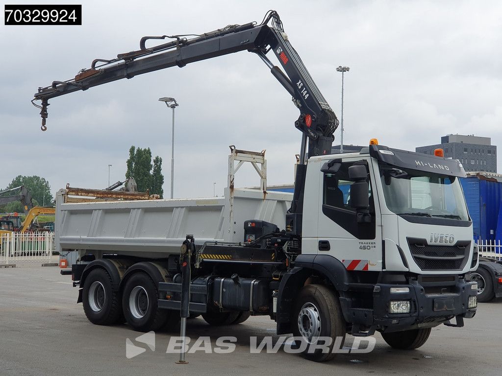 Iveco Trakker 450 6X4 HIAB 144 E-3 Hiduo Kran Crane 11m3 Meiller 2-way tipper Full Steel Big-Axle Euro 6