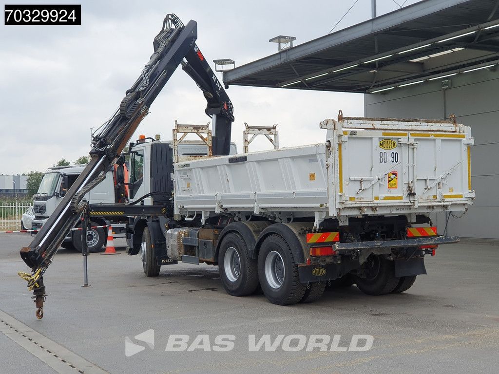 Iveco Trakker 450 6X4 HIAB 144 E-3 Hiduo Kran Crane 11m3 Meiller 2-way tipper Full Steel Big-Axle Euro 6