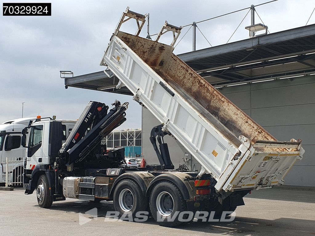 Iveco Trakker 450 6X4 HIAB 144 E-3 Hiduo Kran Crane 11m3 Meiller 2-way tipper Full Steel Big-Axle Euro 6
