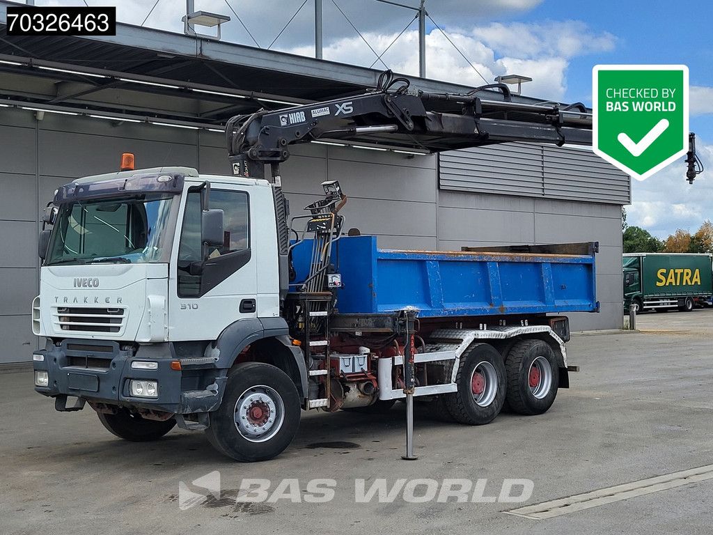 Iveco Trakker 310 6X4 HIAB 122 Duo Kran Crane 8m3 tipper Steelsuspension Big-Axle Euro 3