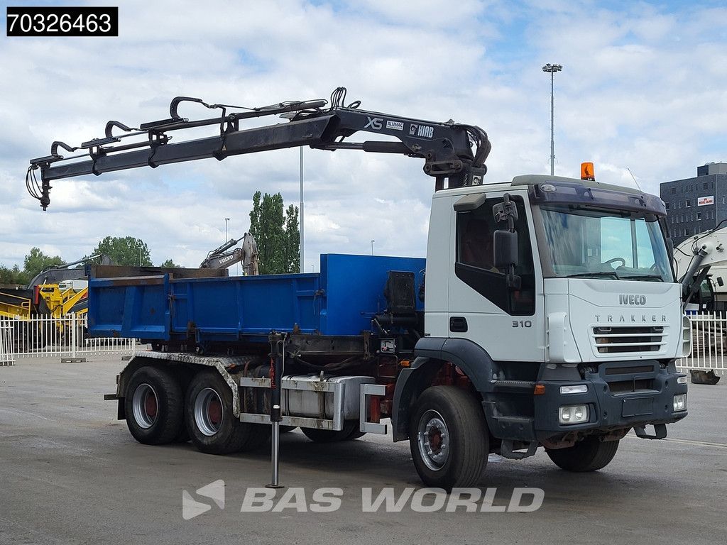 Iveco Trakker 310 6X4 HIAB 122 Duo Kran Crane 8m3 tipper Steelsuspension Big-Axle Euro 3
