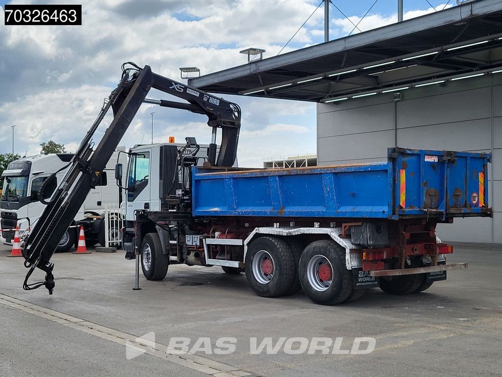 Iveco Trakker 310 6X4 HIAB 122 Duo Kran Crane 8m3 tipper Steelsuspension Big-Axle Euro 3
