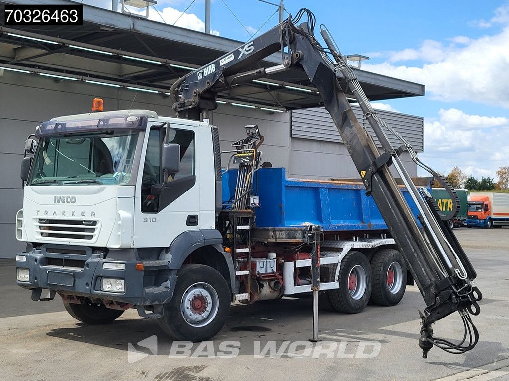 Iveco Trakker 310 6X4 HIAB 122 Duo Kran Crane 8m3 tipper Steelsuspension Big-Axle Euro 3