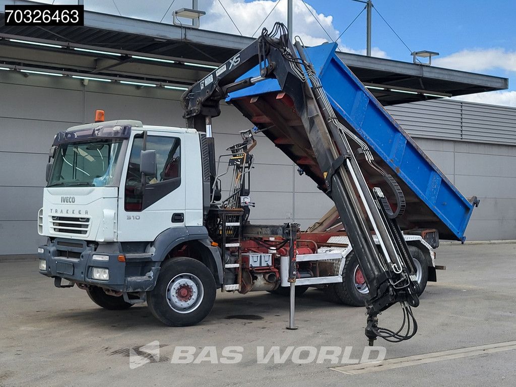 Iveco Trakker 310 6X4 HIAB 122 Duo Kran Crane 8m3 tipper Steelsuspension Big-Axle Euro 3