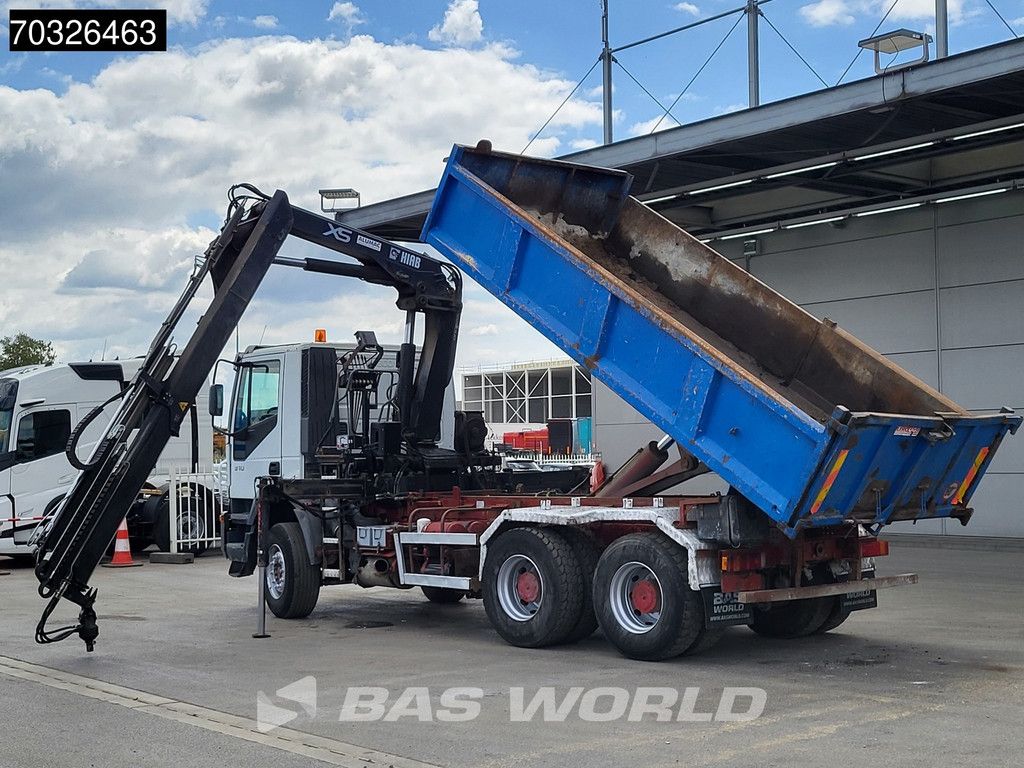 Iveco Trakker 310 6X4 HIAB 122 Duo Kran Crane 8m3 tipper Steelsuspension Big-Axle Euro 3