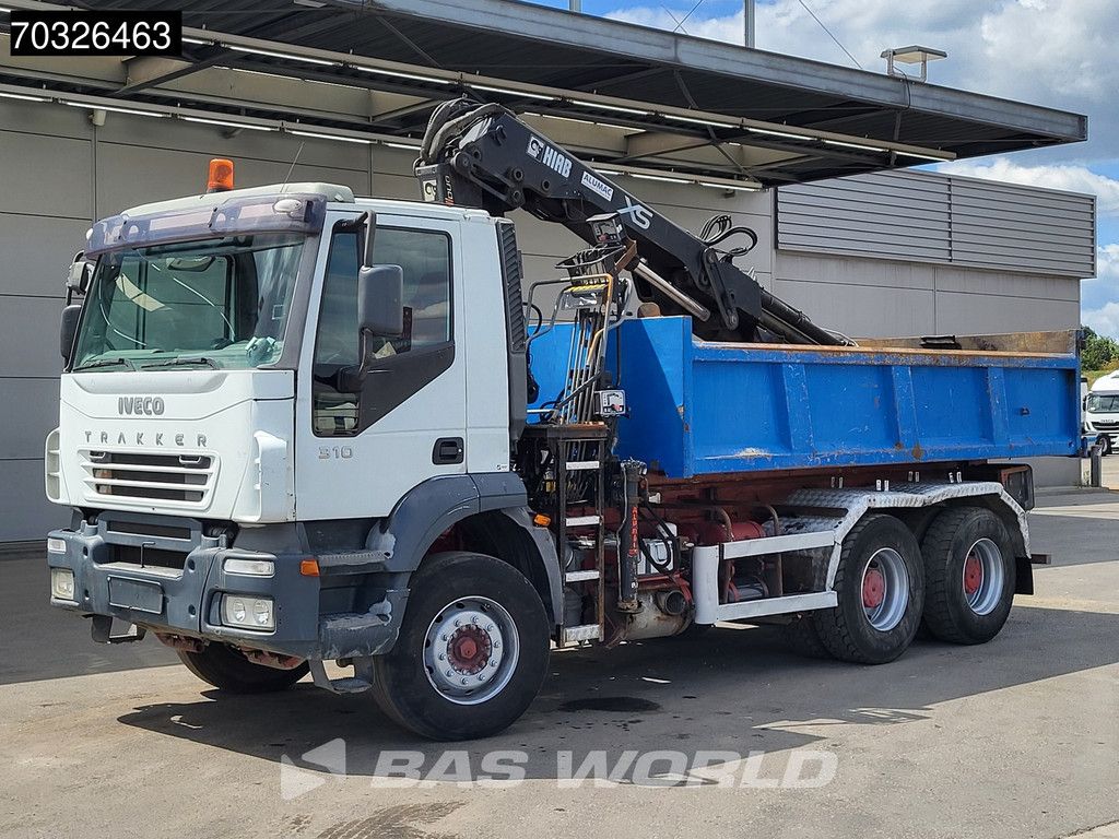 Iveco Trakker 310 6X4 HIAB 122 Duo Kran Crane 8m3 tipper Steelsuspension Big-Axle Euro 3
