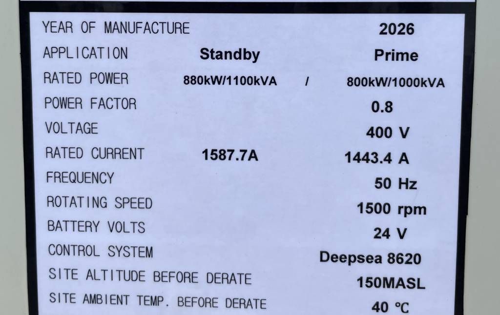 Cummins KTA38-G5 - 1100 kVA Generator - DPX-18815